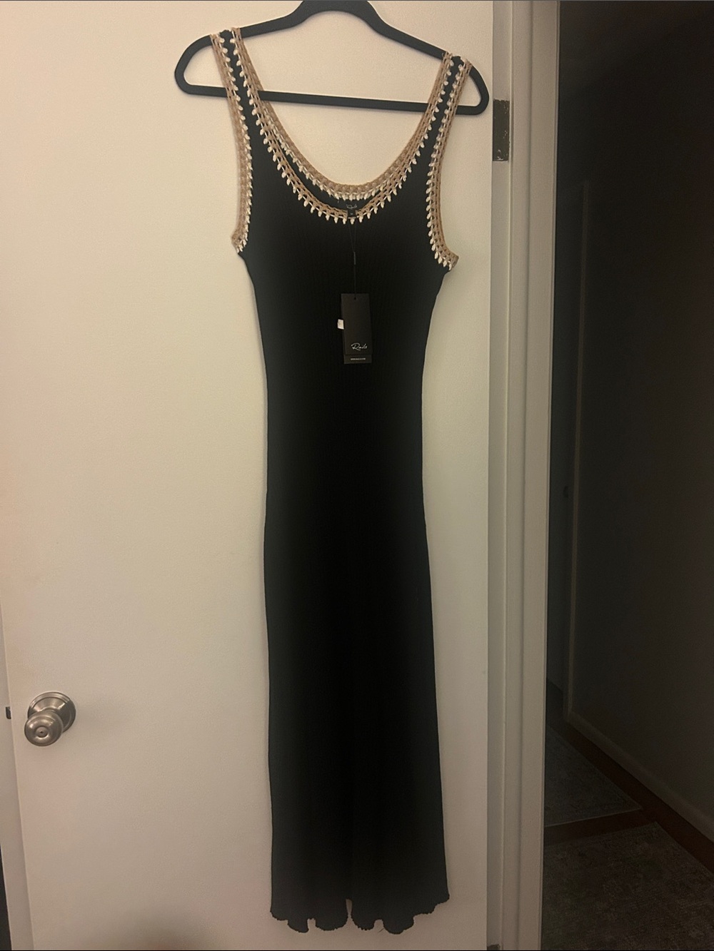 Rails Black Maxi Dress with Gold Trim